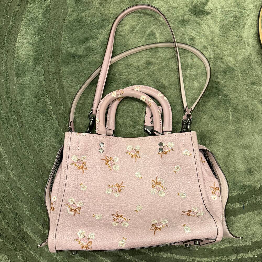 Coach Floral Sequin Bow Print Rogue in Light Purple